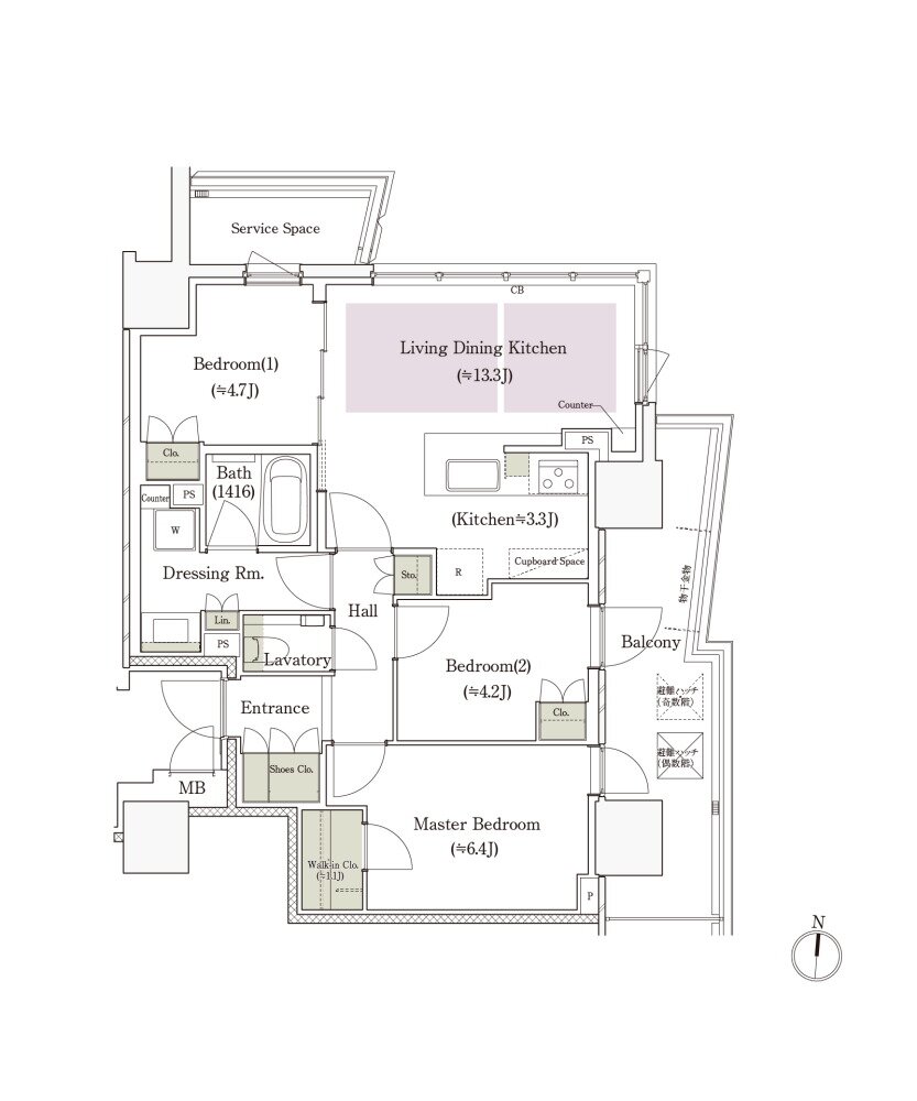 パークタワー栄 間取り S-66Iタイプ