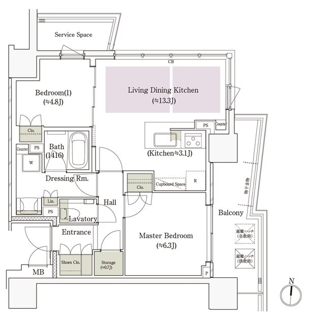 パークタワー栄 間取り St-58Eタイプ