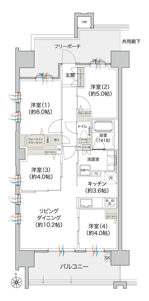 プレディア井口WEST・EAST 間取り WEST A type［基本プラン］