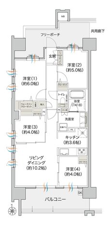 プレディア井口WEST・EAST 間取り WEST A type［基本プラン］