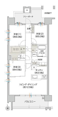 プレディア井口WEST・EAST 間取り EAST A type［基本プラン］