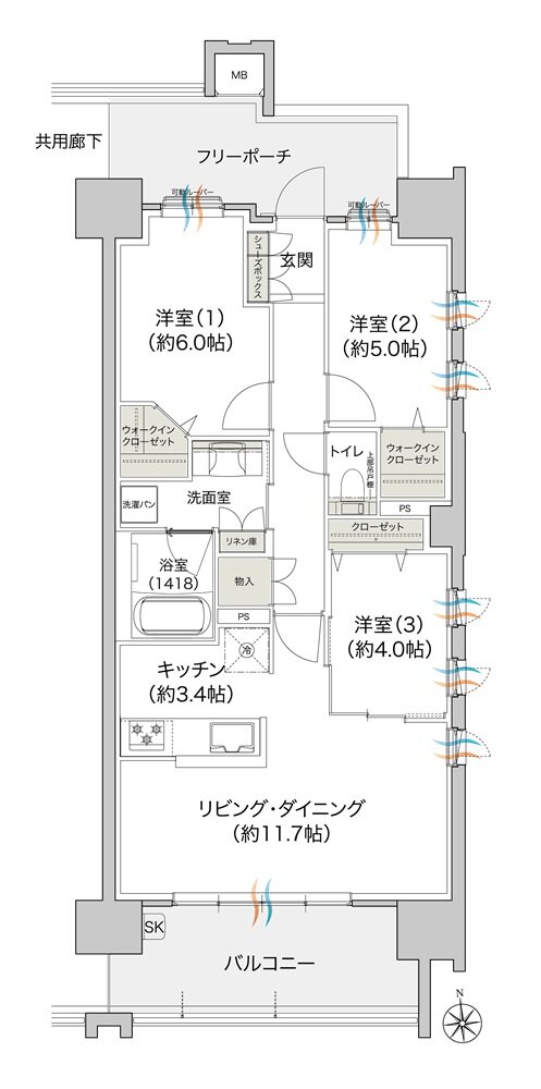 プレディア井口WEST・EAST 間取り EAST D type［基本プラン］
