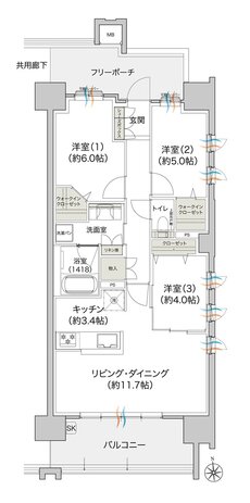 プレディア井口WEST・EAST 間取り EAST D type［基本プラン］