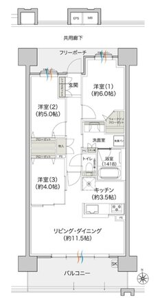 プレディア井口WEST・EAST 間取り EAST C type［基本プラン］