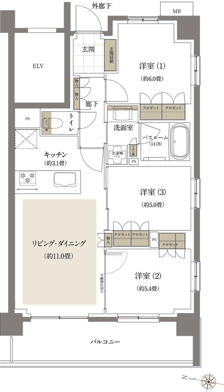 ザ・ライオンズ南浦和 間取り B3 type