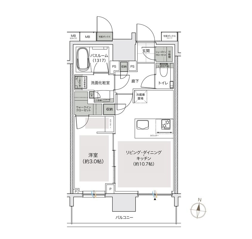 アトラス中野フロント 間取り Fタイプ