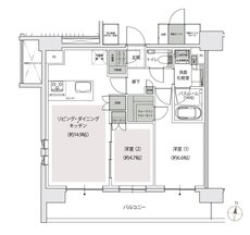 アトラス中野フロント 間取り Hタイプ