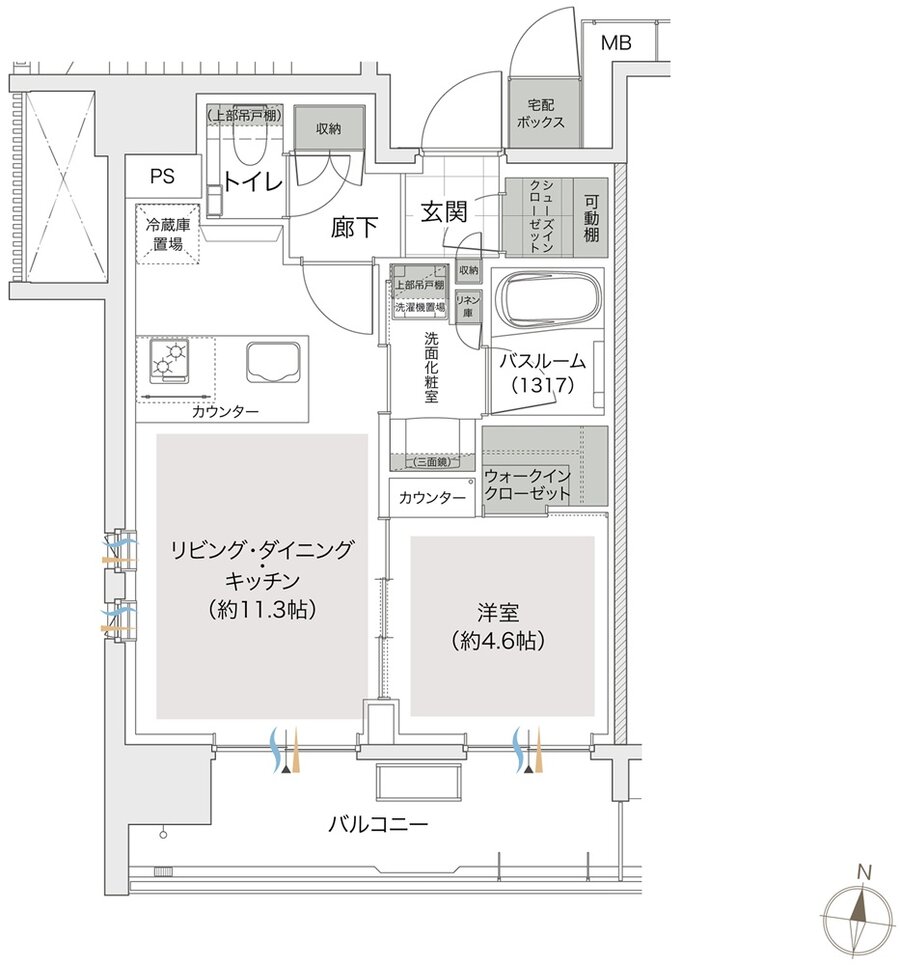 アトラス中野フロント 間取り Eタイプ