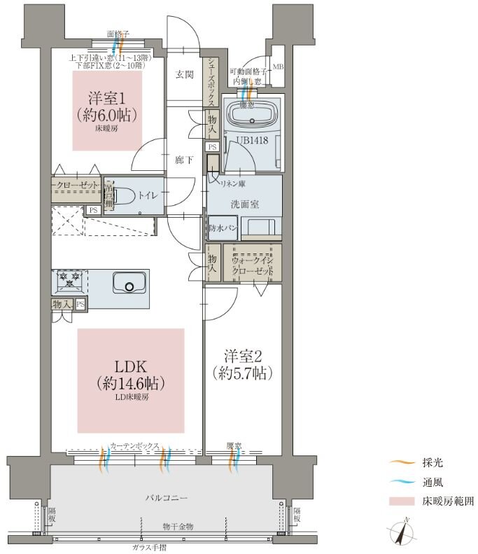 オーヴィジョン上熊本駅前II 間取り B TYPE