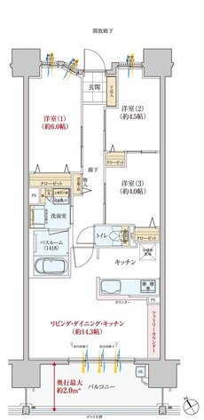 ヴェルディ楠木町 間取り B TYPE（2〜14階）
