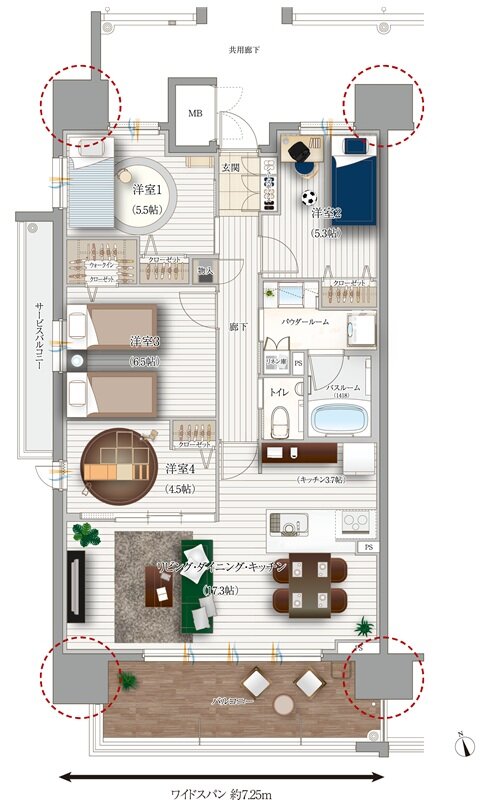 リフローレ岡崎駅EAST 間取り Aタイプ