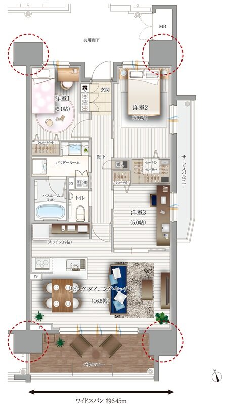 リフローレ岡崎駅EAST 間取り Bタイプ