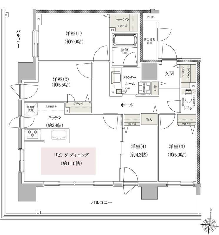 ファインシティ札幌苗穂 間取り Dタイプ