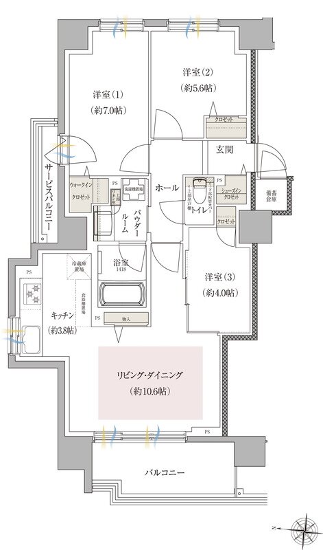 ファインシティ札幌苗穂 間取り Aタイプ