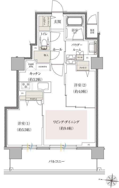 ファインシティ札幌苗穂 間取り Bタイプ