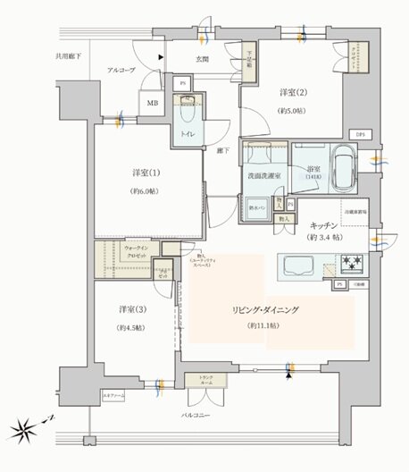 ジオ彩都セントラルコート 間取り Q type