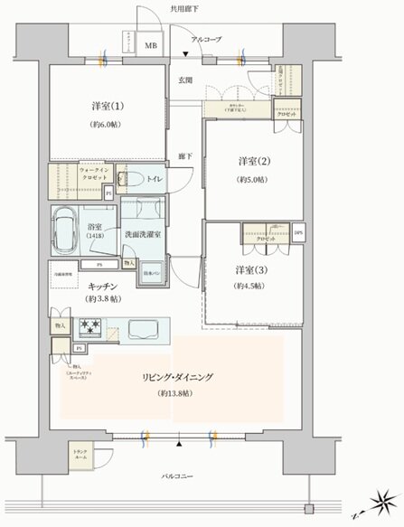 ジオ彩都セントラルコート 間取り F type