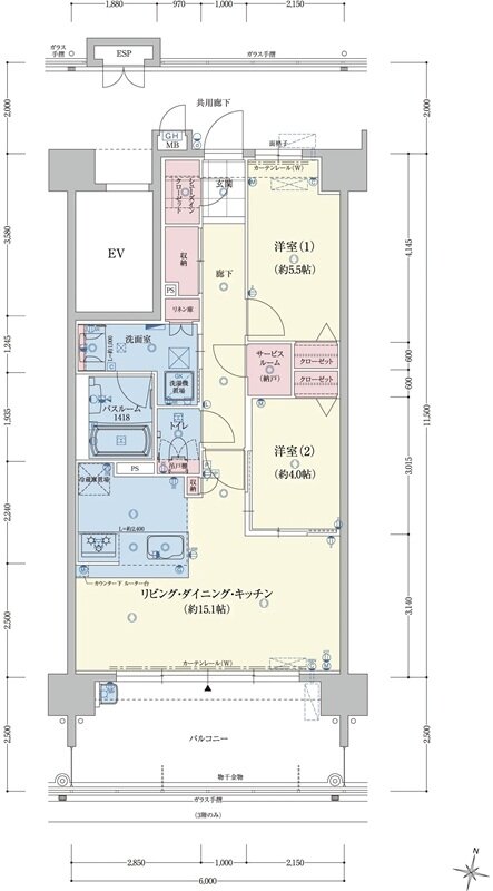 アメイズ新飯塚駅前ガーデンプレミアム 間取り C TYPE