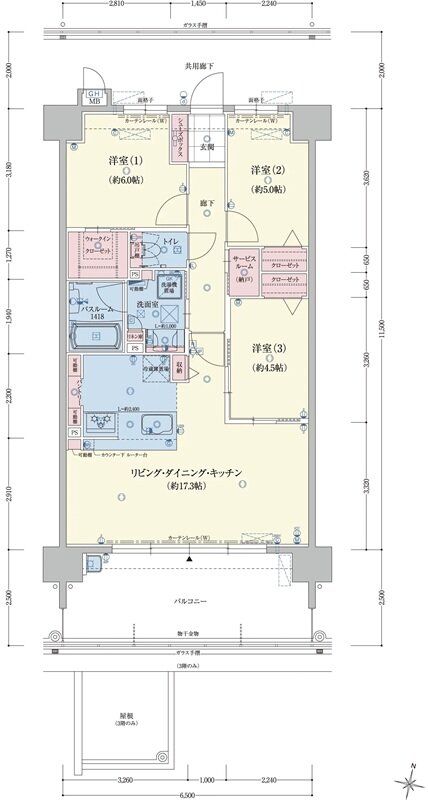 アメイズ新飯塚駅前ガーデンプレミアム 間取り D TYPE