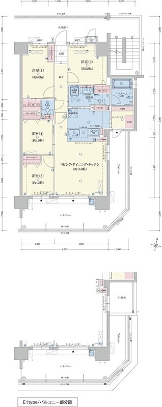 アメイズ新飯塚駅前ガーデンプレミアム 間取り E・E1TYPE