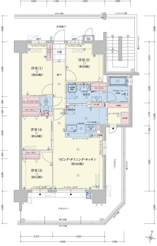 アメイズ新飯塚駅前ガーデンプレミアム 間取り E TYPE