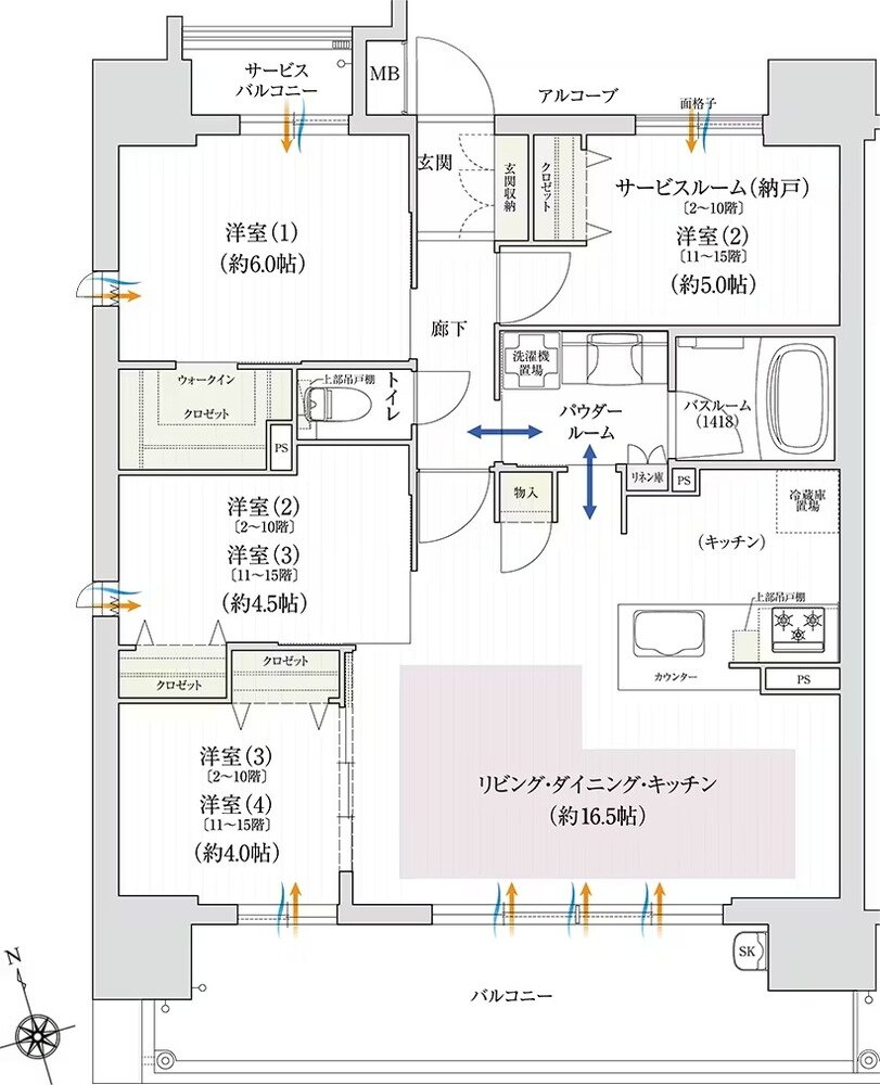 ソルプレサンス 阿倍野美章園 間取り Aタイプ