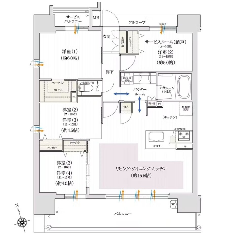 ソルプレサンス 阿倍野美章園 間取り Aタイプ