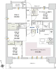 ソルプレサンス 阿倍野美章園 間取り Aタイプ