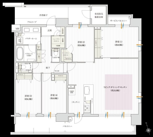 ソルプレサンス 阿倍野美章園 間取り Fタイプ