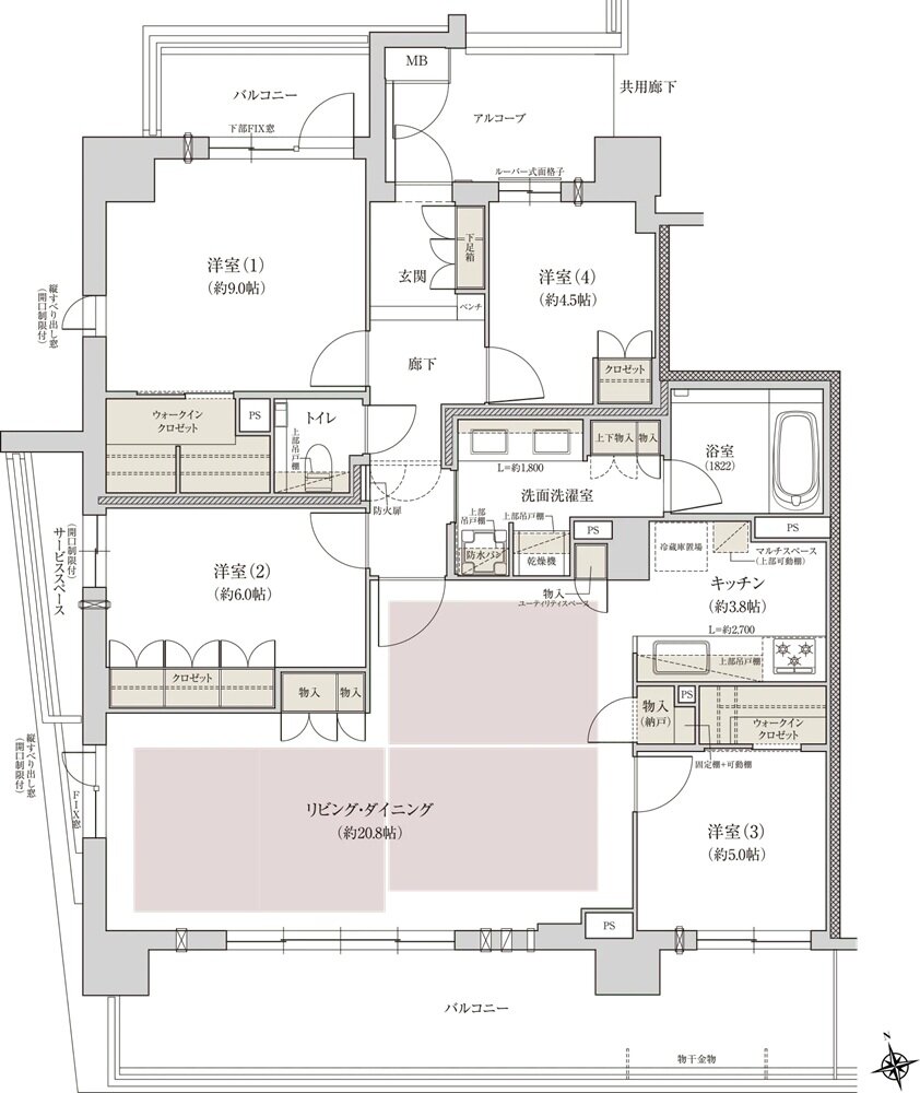 ジオ阿倍野松崎町グランテラス 間取り E type