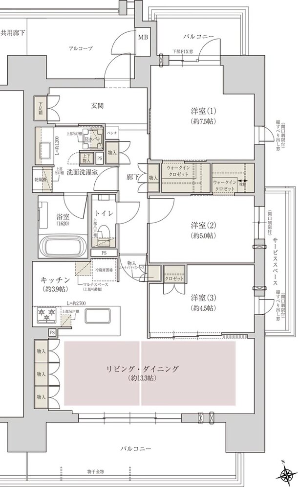 ジオ阿倍野松崎町グランテラス 間取り D type BASIC PLAN