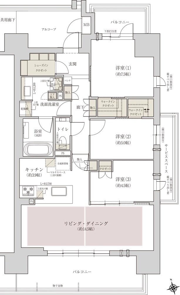 ジオ阿倍野松崎町グランテラス 間取り D type MENU 07