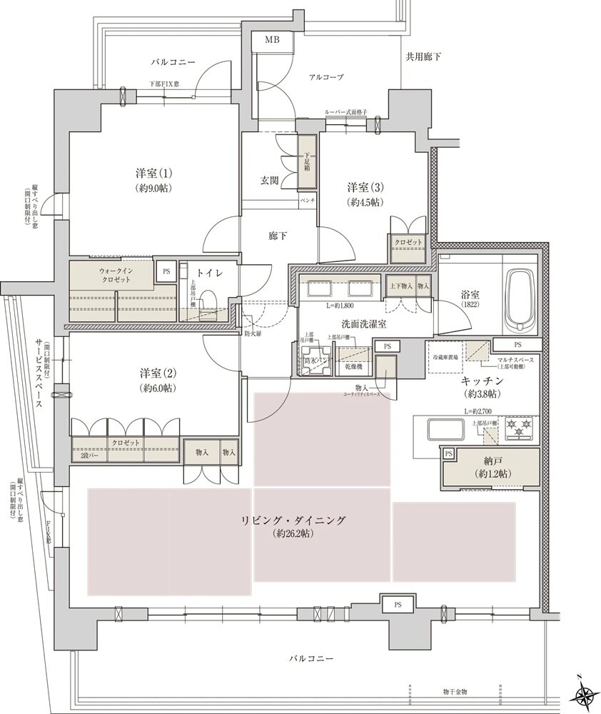 ジオ阿倍野松崎町グランテラス 間取り E type MENU 01
