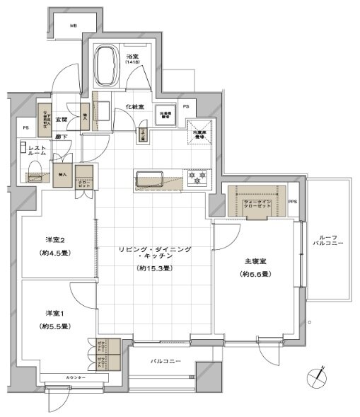 ピアース三軒茶屋テラス 間取り K TYPE