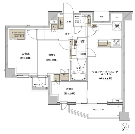 ピアース三軒茶屋テラス 間取り E TYPE