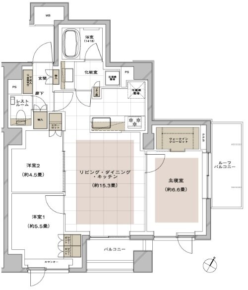 ピアース三軒茶屋テラス 間取り Kr TYPE