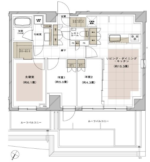 ピアース三軒茶屋テラス 間取り Jr TYPE