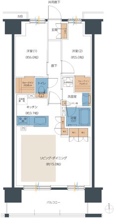 レーベン小松西町INHERIT 間取り D type（2・4・6・8階）