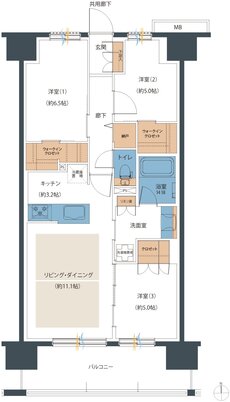 レーベン小松西町INHERIT 間取り F type