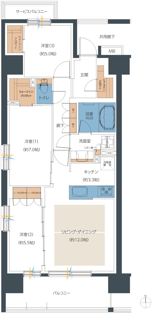 レーベン小松西町INHERIT 間取り A type（2・4・6・8～13階）