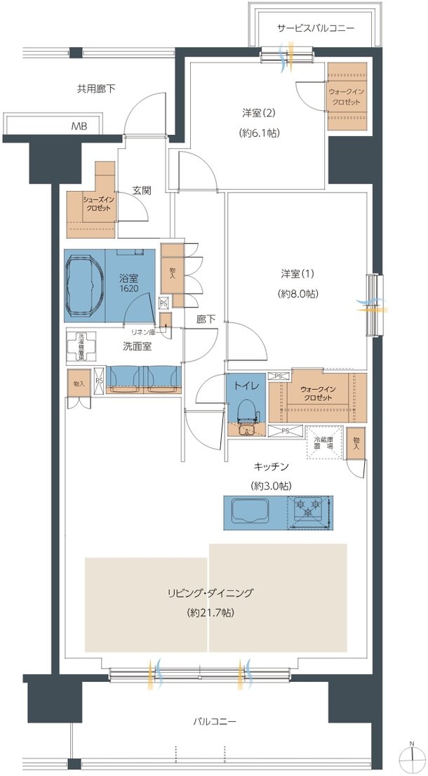 レーベン小松西町INHERIT 間取り G type（6・8階）