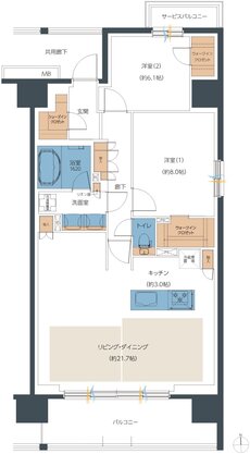 レーベン小松西町INHERIT 間取り G type（6・8階）