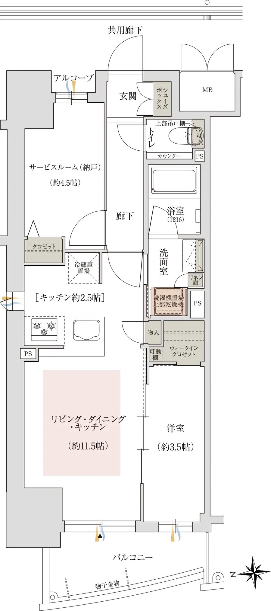 ラシュレ堺筋本町エスト 間取り A type