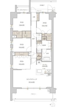 ローレルスクエア長岡京 勝竜寺城公園 間取り W-Aタイプ