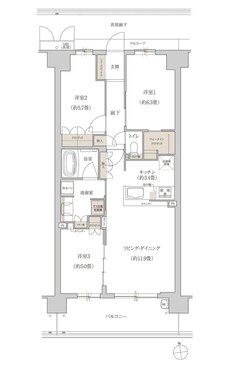 ローレルスクエア長岡京 勝竜寺城公園 間取り N-Hタイプ