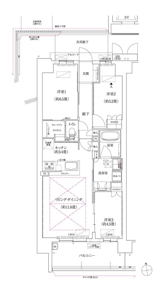 ローレルスクエア長岡京 勝竜寺城公園 間取り N-Aタイプ