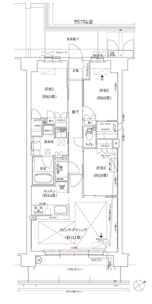 ローレルスクエア長岡京 勝竜寺城公園 間取り E-Rタイプ