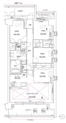 ローレルスクエア長岡京 勝竜寺城公園 間取り W-Hタイプ