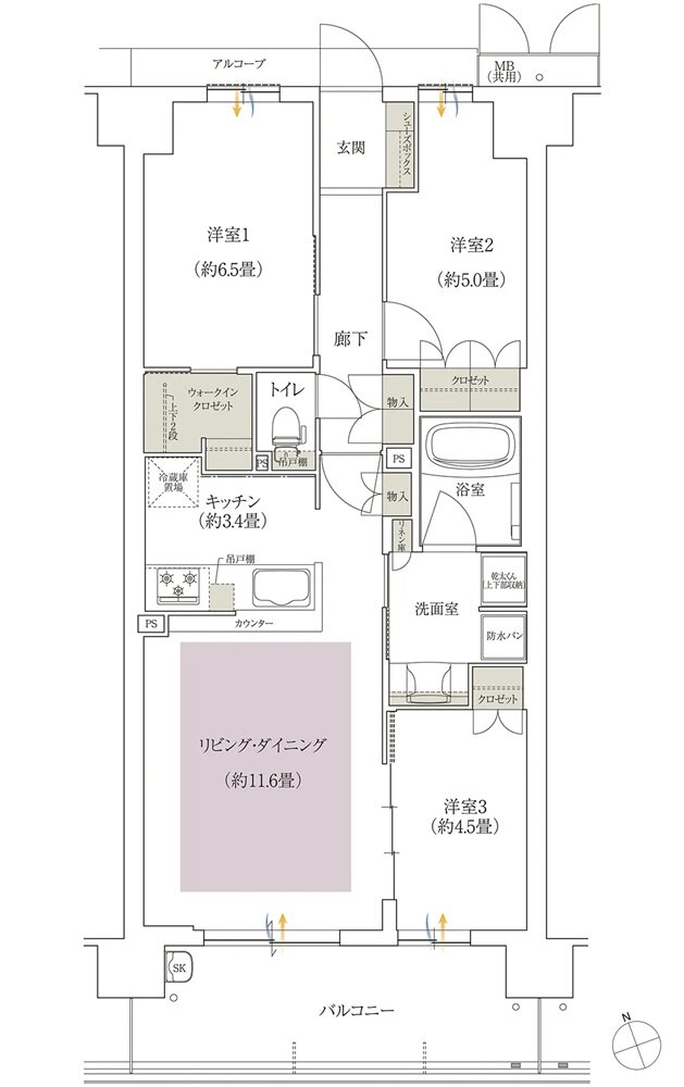 ローレルスクエア長岡京 勝竜寺城公園 間取り N-C2タイプ