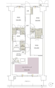 ローレルスクエア長岡京 勝竜寺城公園 間取り E-Rタイプ